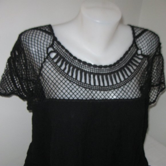 Crochet Blouse Summer Sheer Black - Picture 2 of 5